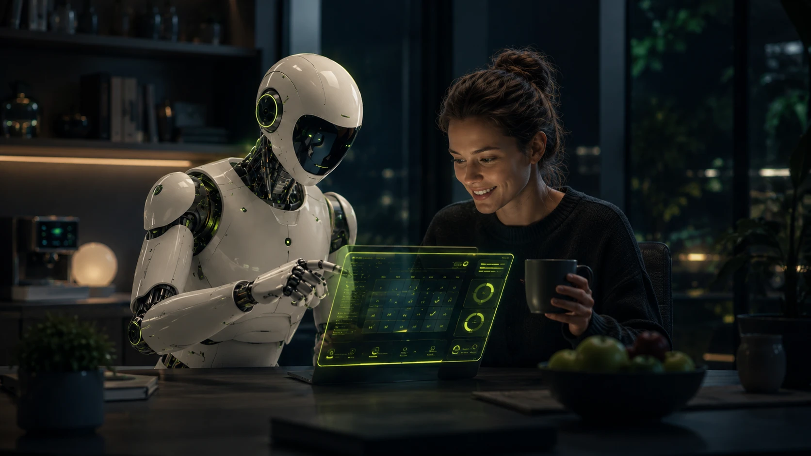 Futuristic AI robot interface